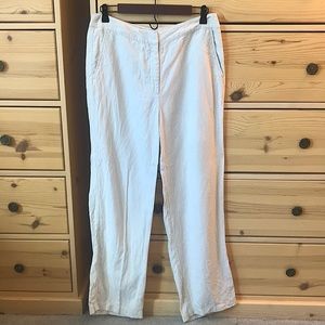 Eileen Fisher 100% Irish Linen Career White Pants Size Medium